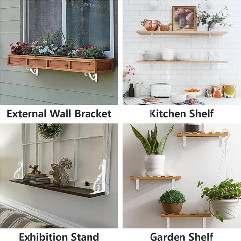 HOME MASTER HARDWARE 5x3-1/2 4 Decorative Shelf Brackets in Wall Mounted Floating Shelf Bracket L Heavy Duty Support