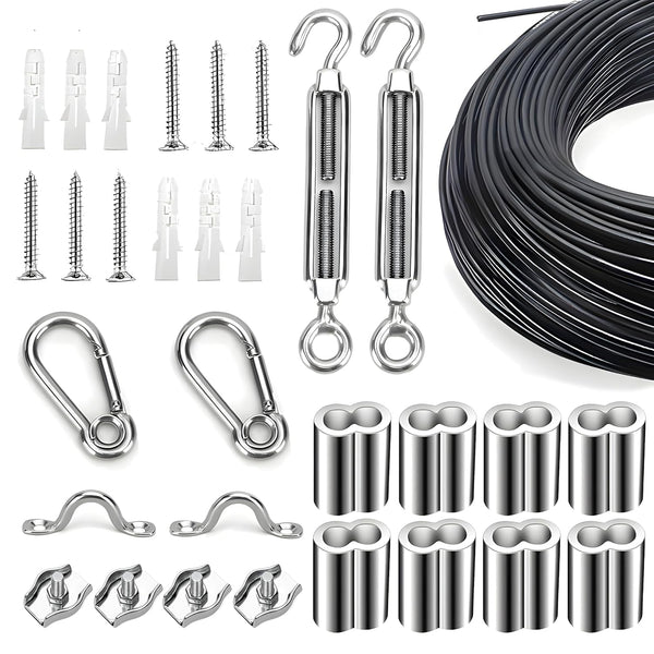 Globe String Light Suspension Kit, Outdoor Light Guide Wire, Vinyl Coated Stainless