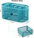 EasyPAG Mesh Desk Organizer, Multi-functional Stationery Holder for School Supplies, 9 Compartments, Blue