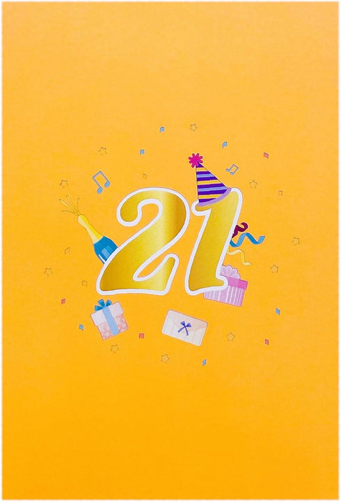 Liif Happy 21st 3D Pop Up Birthday Card, 21 Birthday Card for Him, Her, Son, Daughter | Large Size 8 x 6 inch
