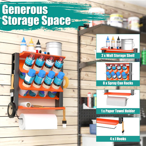 8 2 EVERHANGER Spray Can Holder, Lube Can Wall Mount Storage Rack Heavy Duty Paint Bottle Organizer for Garage & Home |