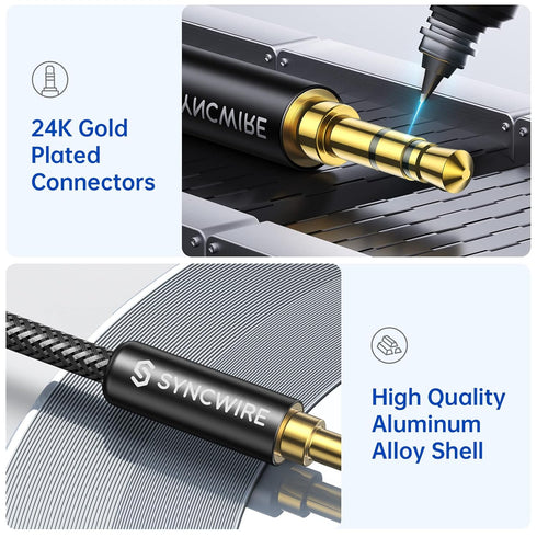 3.5mm (9.8ft/3m) SYNCWIRE Aux Cable Hi-Fi Sound Nylon Braided Auxiliary Audio Cable Adapter Male to Male AUX Cord