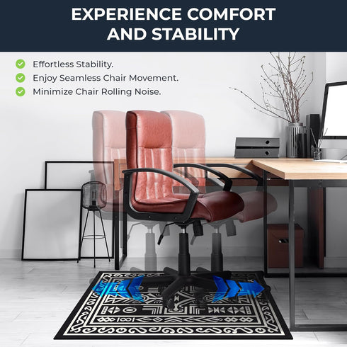 DECOLURE 36"x48" Office Chair Mat for Hardwood Floor, Noise Reducing Anti-Slip Floor Protector, Aztec Tribal Design