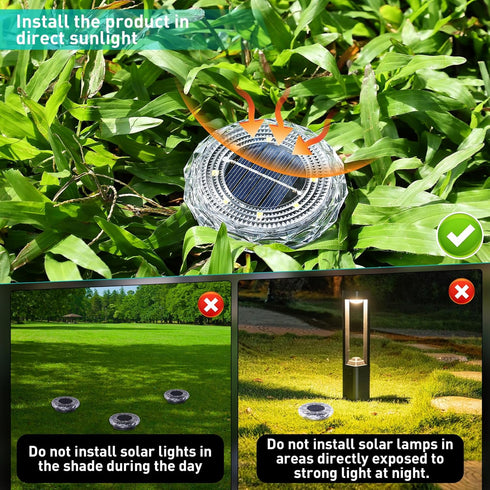 FORTULUX Swimming 8Pack) Solar Ground Lights,Solar Disc Light Outdoor Waterproof,Landscape Lighting Garden Lights