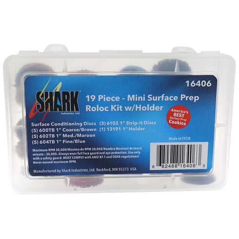 PN-16406 1 19 Shark Industries Mini Surface Prep Kit with Backing Pad/Holder. Quick Change Surface Prep Discs. Use