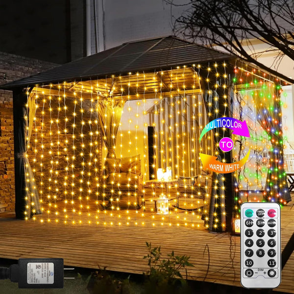 ZAIYW Curtain Lights 600 LED 20Ftx10Ft, Dual Color Changing Curtain Fairy Light