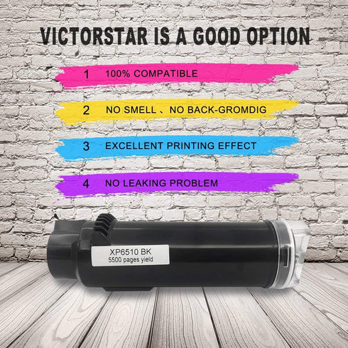 VICTORSTAR 4 Colors Compatible Toner Cartridges 6510 6515, Extra High Yield, 5500 Pages BK, 4300 Pages CMY for Xerox