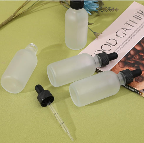 24 Pack, 2oz Glass Dropper Bottle, Preety Texture Tincture Bottles with Precise Scales, Leak-Proof Design for Easy