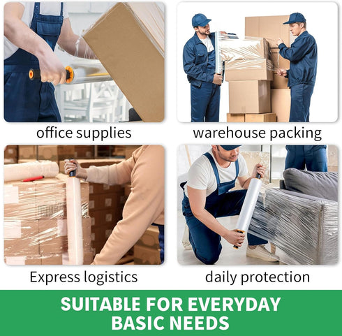 HERKKA Stretch Film with Handles - Industrial Strength Moving Plastic Wrap, 15" x 1000 Feet, 3 Pack, 60 Gauge