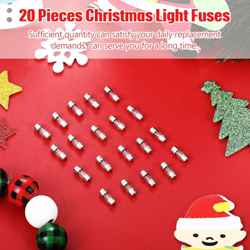 125 5 3.6 10 mm/ 0.14 0.39 Inch (20 Christmas Light Fuses Volt Amp Fast Christmas Replacement Glass Fuse Kit for LED