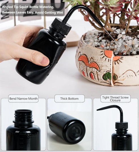 Melphoe Tattoo Wash Bottle 2Pcs, 150ml Water Squirt Bottle for Succulent Watering, Tattoo Supplies, Black