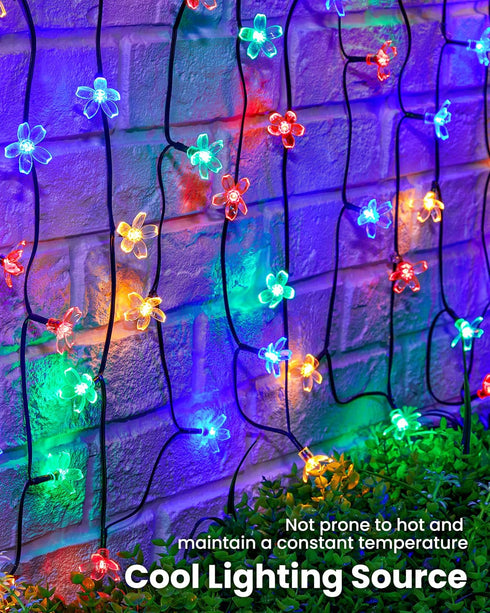 2 Pack 52FT 120 Brightown Total LED Flower Solar String Lights Outdoor Waterproof Fairy Lights for Garden Yard Fence