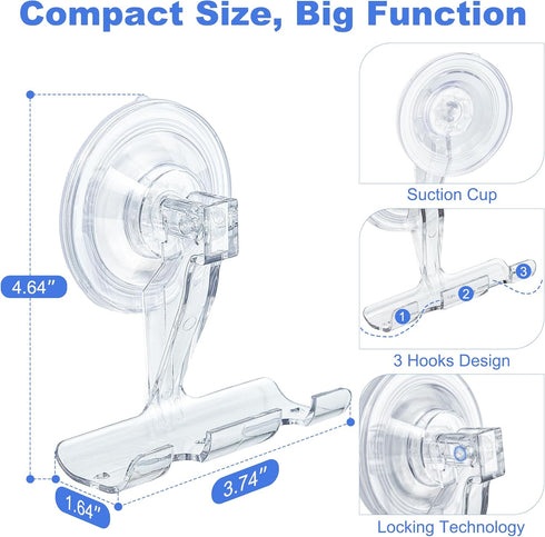 ANDGOO Razor Holder for Shower, Powerful Suction Cup Hooks for Towel, Loofah, Shaver, Suction Cup Hanger, No-Damage