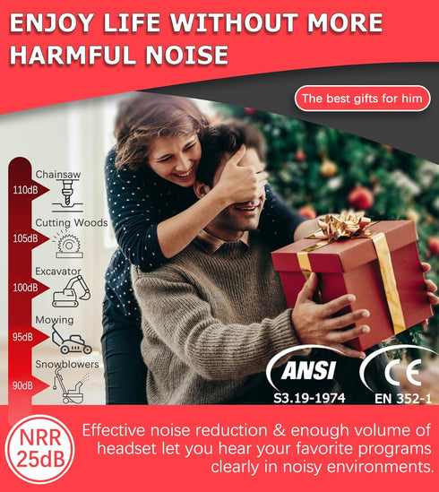 037 6.0 1500mAh 30dB 120H PROHEAR Bluetooth Hearing Protection Headphones with Rechargeable Battery, SNR Safety Noise