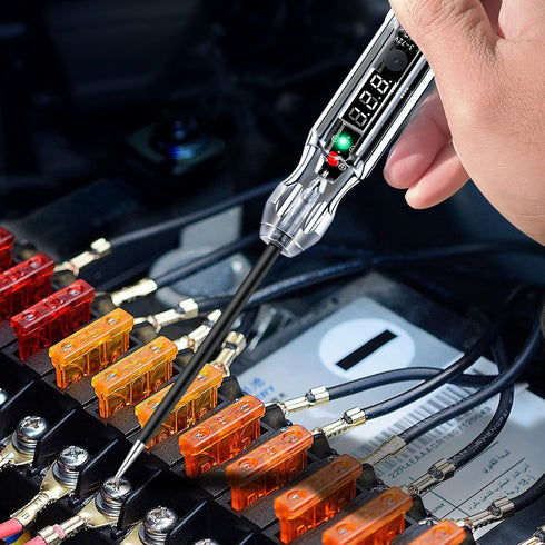 Upgraded Buzzer Automotive Test Light, DC 3-72V Heavy Duty Digital LED Circuit Tester with Voltmeter & Polarity