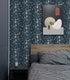 (17.32in 6.56ft) Tonal Floral Peel and Stick Wallpaper Navy Blue Floral Self Adhesive Waterproof Contact Paper