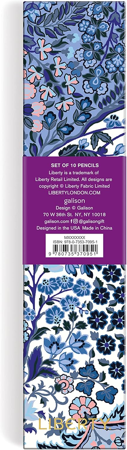 Galison Liberty Tanjore Gardens Pencil Set, 10 #2 Wooden Pencils with Floral Designs, Stylish Gift Pencils