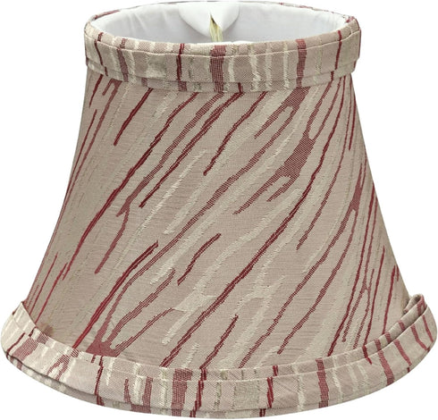 Aspen Creative 30006, Bell Clip-On Chandelier Lamp Shade, Grey and Red Striping, 3" Top