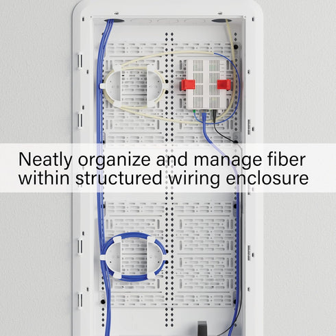 Legrand - OnQ Universal Mounting Plate 10 Inch, Secure Devices in Structured Media Enclosure Mounting Plate, Mounting Plate with 2 Rachet Clamps, Recessed Wall Plate to Organize Cable, White, AC1040F