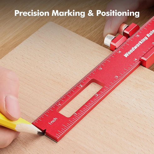 DRAXZOR 3PCS Set, Inch (6", 8", 12") Woodworking Ruler Precision Pocket Ruler with Adjustable Slide Stop, Aluminum