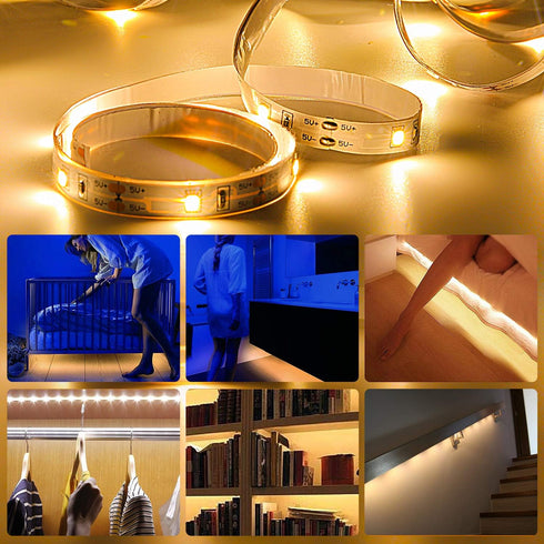 2PCS 9.8Ft HOUHUI Motion Sensor LED Light Strip, Motion Sensor Light Indoor with Automatic Shut-Off Timer, Motion