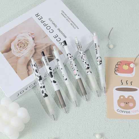 Cute pens Kawaii 6Pcs 0.5mm Black Ink Retractable Gel Pens Kawaii Office School Supplies Kawaii Stationary for Journaling Notetaking