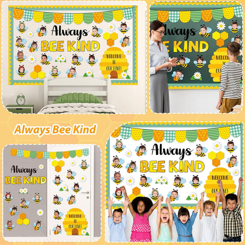Bee Bulletin Board Set DIY Photo Crafts Summer Cutouts for Teachers Students Always Bee Kind Classroom Decorations
