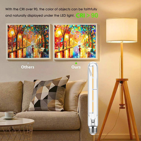T10 Bulb,8.9 Inch Bulbs,40Watt 2700K 400lm,E26 4W t10 Bulb,LED Bulb,Dimmable Bulbs,Clear Glass,4 Pack. XININSUN Led