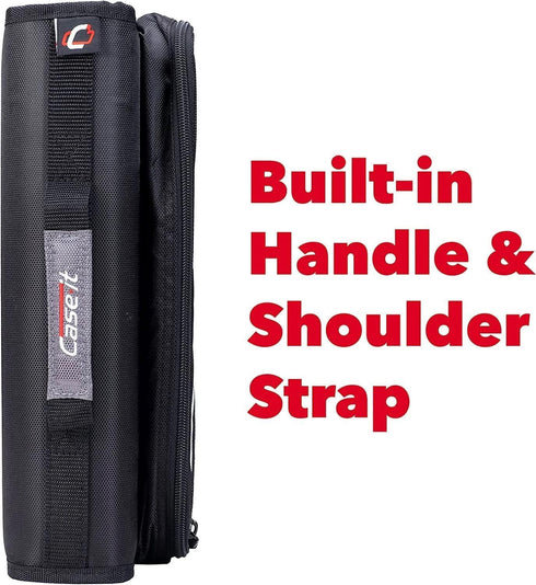 Case-it Universal Zipper Binder, 2 Inch O-Rings, Padded Pocket for 13 Inch Laptop/Tablet, Fire Engine Red LT-007