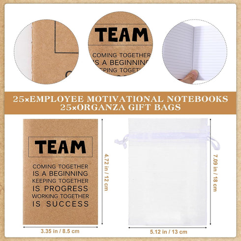 Geyoga 100 Pcs Team Gift Keychains, Employee Appreciation Notepad Gifts, Motivational Notebook, Bamboo Ballpoint Pen
