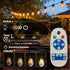 BYIZO 50FT 20 Bulbs IP65 Solar Outdoor String Lights, Waterproof Patio Lights with Solar & USB-C Dual Charging, Remote