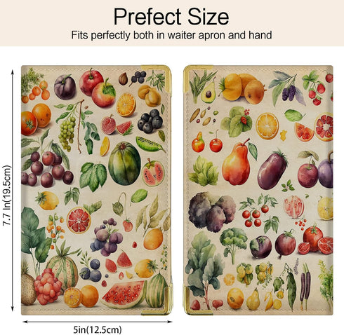 Vegetable Fruit Collection Server Book High Volume Orange,Apple Books for Bartender PU Leather Waitress Book
