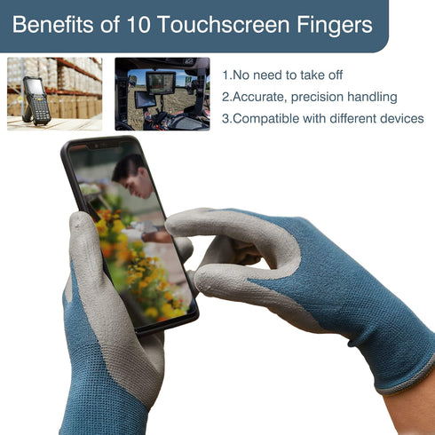 COOLJOB Micro-Foam Nitrile Safety Work Garden Gloves with Touchscreen Fingers, 6 Pairs Lightweight for Men s Sweaty