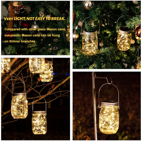 8 Pack Included30LED HXWEIYE Solar Mason Jar Lights Lanterns,Jars & Hangers Waterproof Hanging Outdoor Fairy Lights