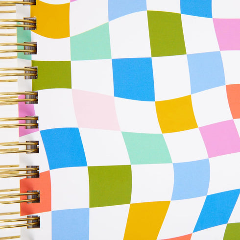 C.R. Gibson MJN2-25500 Signature Checkerboard Twin Wire 3-in-1 Blank, Dot Grid, and Lined Journal, 8.5" x 8.5" with 480 Pages, Multicolor