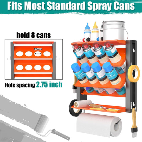 8 2 EVERHANGER Spray Can Holder, Lube Can Wall Mount Storage Rack Heavy Duty Paint Bottle Organizer for Garage & Home |