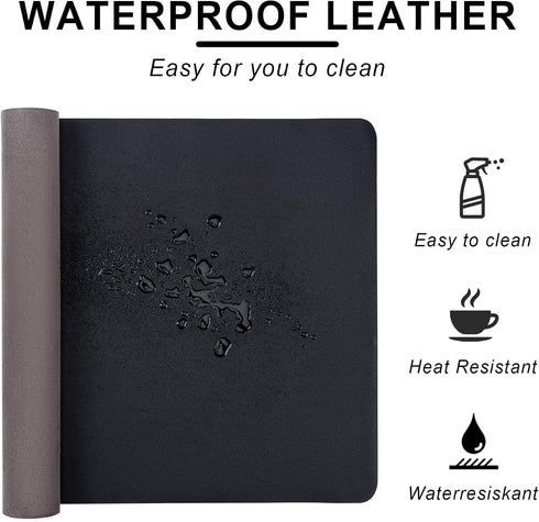 CADONO 23.6" 13.7") Leather Desk Pad Protector,Non-Slip Desk Pad,on-Slip PU Leather Large Mouse Pad,Easy Clean Desk