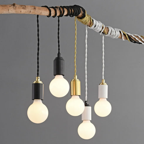 15Ft (BP0030-1BP) BRIGHTTIA - Matte Black Plug-in Pendant Light - Portable Industrial Vintage Lamp with Twisted Fabric
