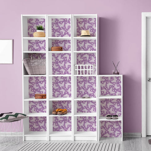 Purple Butterfly Floral Wallpaper - Peel and Stick Violet Flower Removable DIY Contact Paper for Decorative Walls