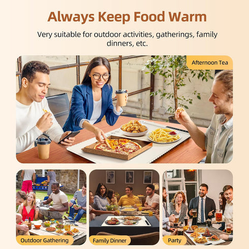 ASTHAN Countertop, 24 16 6 Settings, 6 248F, Food Warming Mat for x in, Temp Timer Modes, Child Lock, Buffet & Party