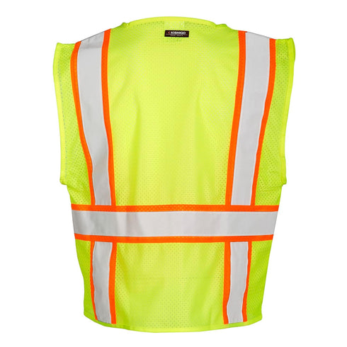 Kishigo All Mesh Contrast Unisex Reflective Safety Vest 1195, ANSI Type R / Class 2 Compliant, 6 Pockets - Pencil & Radio Pockets, Zipper Front, Silver & Orange Reflective Lining (Lime, L)