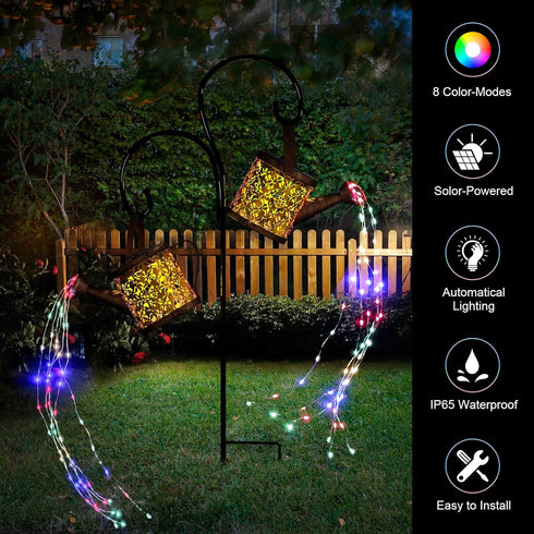 8 IP65 Merear Solar Watering Can Lights Outdoor with Multi-Color Changing Modes, Waterproof Landscape Light Garden