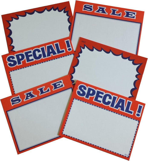 Sign Card Set, Blank Special and Sale (2.75" x 3.5", 3 packs, 100 each)