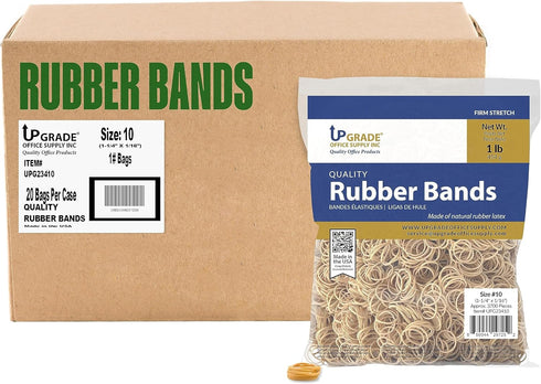 Upgrade Office Supply UPG23410 Rubber Bands, Size #10 (1-1/4" x 1/16"), 1 lb. Bag, Made in USA