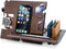 TESLYAR Wood Phone Docking Station, Ash Key Holder Wallet Stand Organizer for Men, Wenge