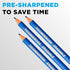 Ticonderoga Erasable Checking Wood-Cased Pencils, Pre-Sharpened, Blue, 12 Count