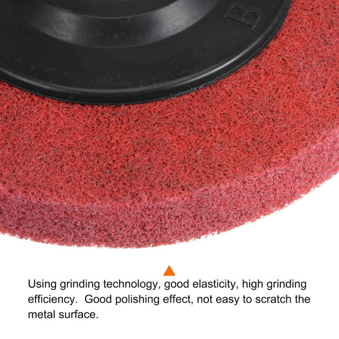 HARFINGTON 5pcs Nylon Fiber Polishing Wheel, 4" x 5/8" Abrasive Wheels, 240 Grit Non Woven Flap Disc for Grinding,