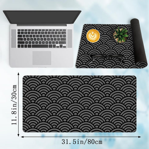 Japanese Waves Large Mouse Pad, Anime Gaming Extended Mat Desk Pad, 3mm Thick Long Non-Slip Rubber Base (31.5 x 11.8