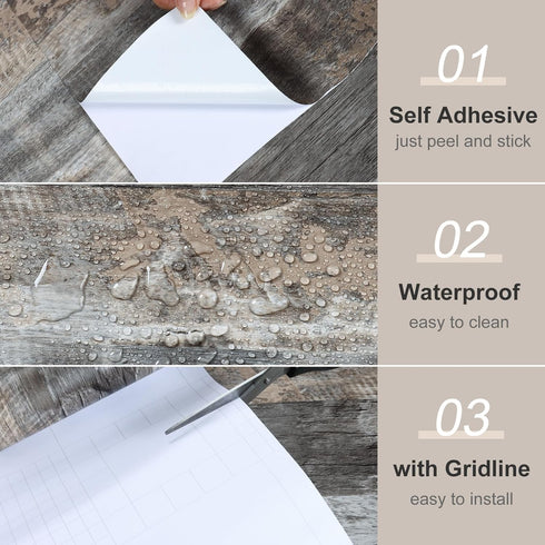 Gray Shiplap Wood Wallpaper, Peel and Stick Rustic Grey Wood Plank Contact Paper for Countertops, Waterproof Vinyl