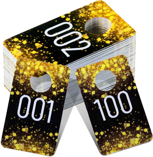 Jetec Live Plastic Gold Consecutive Live Number Tags - 1.5 x 2.5 Inch Reusable Number Tags for Clothes Live Hanger